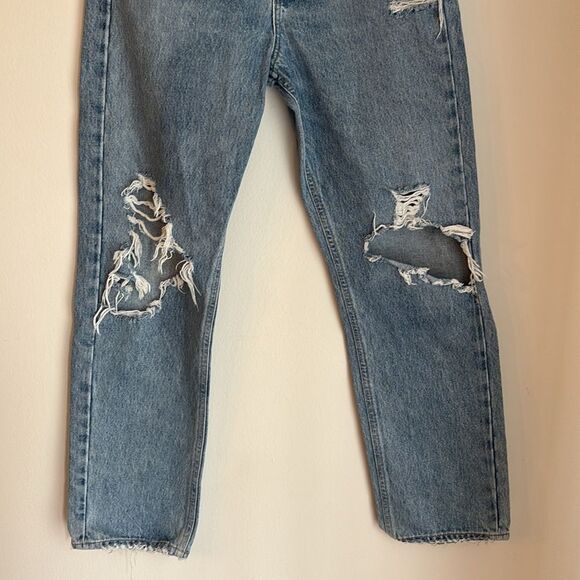 Agolde 90’s mid rise Women Light Blue Ripped distressed Denim Jeans size 23 EUC - Picture 7 of 15